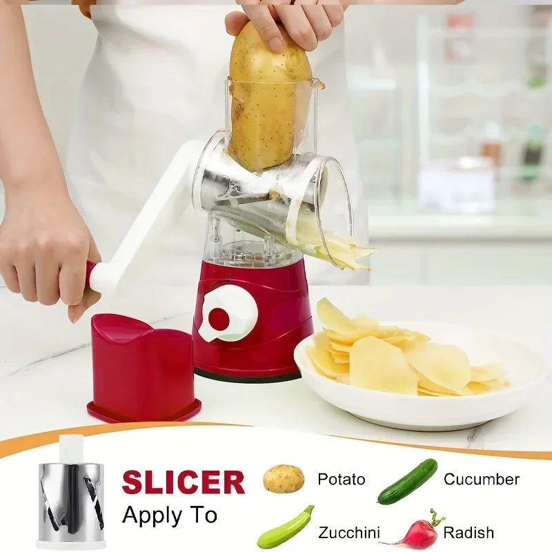Slicing Grater Manual Rotary 3 In 1 Cheese Grater Food Blender Stainless Steel Potato Slice Chopper Processor Kitchen Accessorie