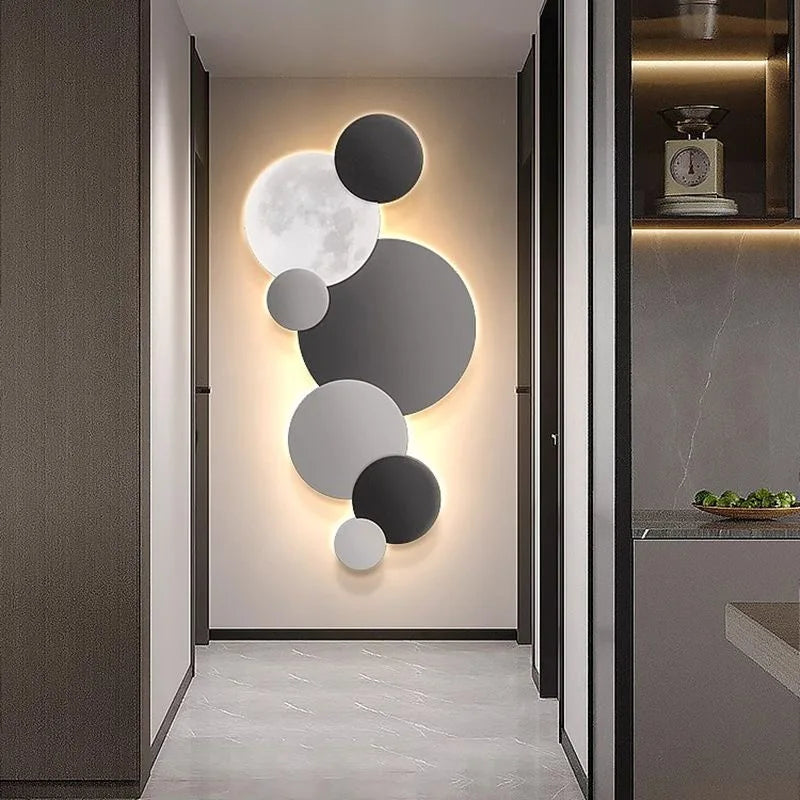 Porch decoration painting Wall lamp LED luminous light Corridor corridor hanging painting High grade wall painting Moon CX176DS