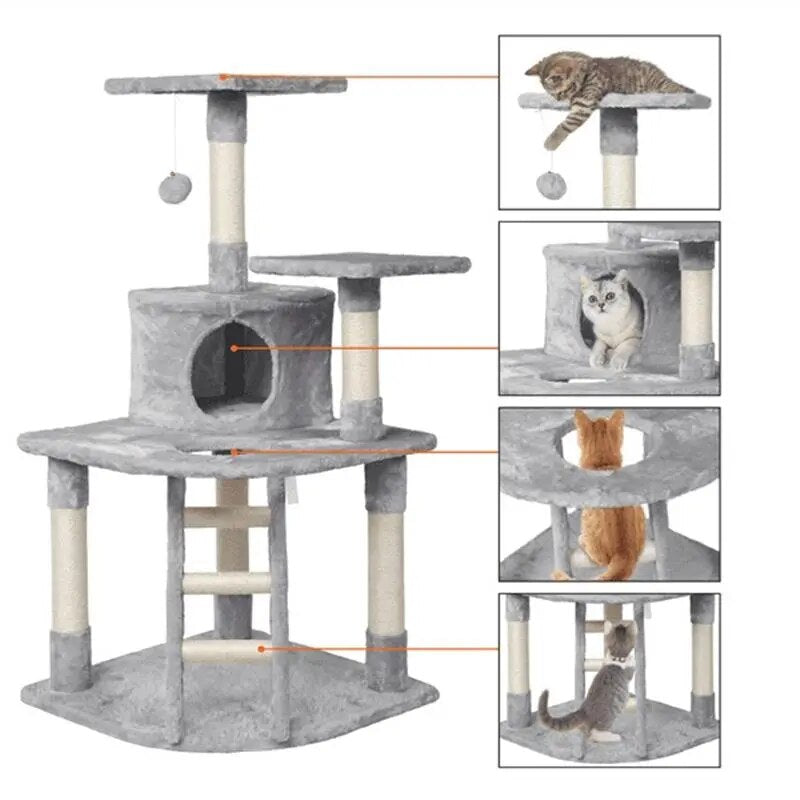 Cat Tree,48",with Condo, Scratching Post Tower,Tower Condo Furniture,Apartment,Kitten Amusement Platform,with Scratch Posts Toy