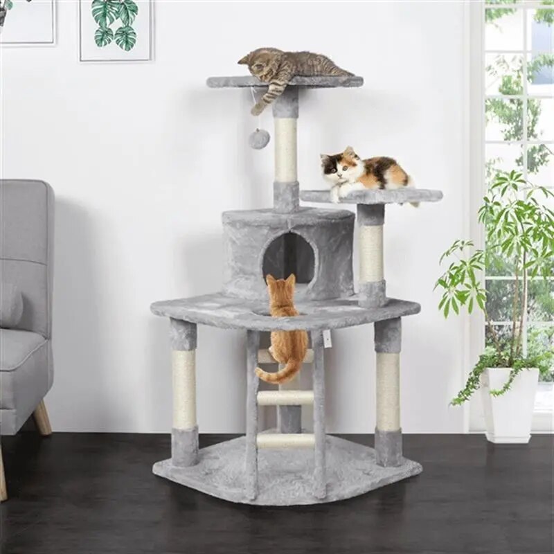 Cat Tree,48",with Condo, Scratching Post Tower,Tower Condo Furniture,Apartment,Kitten Amusement Platform,with Scratch Posts Toy