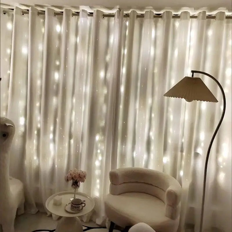 3M/6M LED Garland Curtain Lights 8 Modes USB Remote Control Fairy Lights String Wedding Christmas Decor for Home Bedroom Lamp