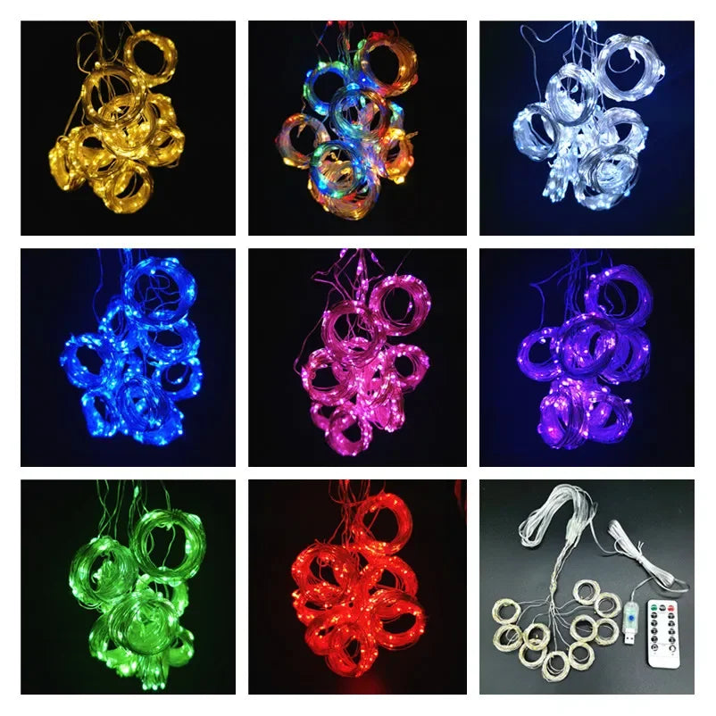 6x3M/3x3m Curtain Garland on The Window USB Power Fairy Lights Festoon with Remote New Year Garland Led Lights Christmas Decor