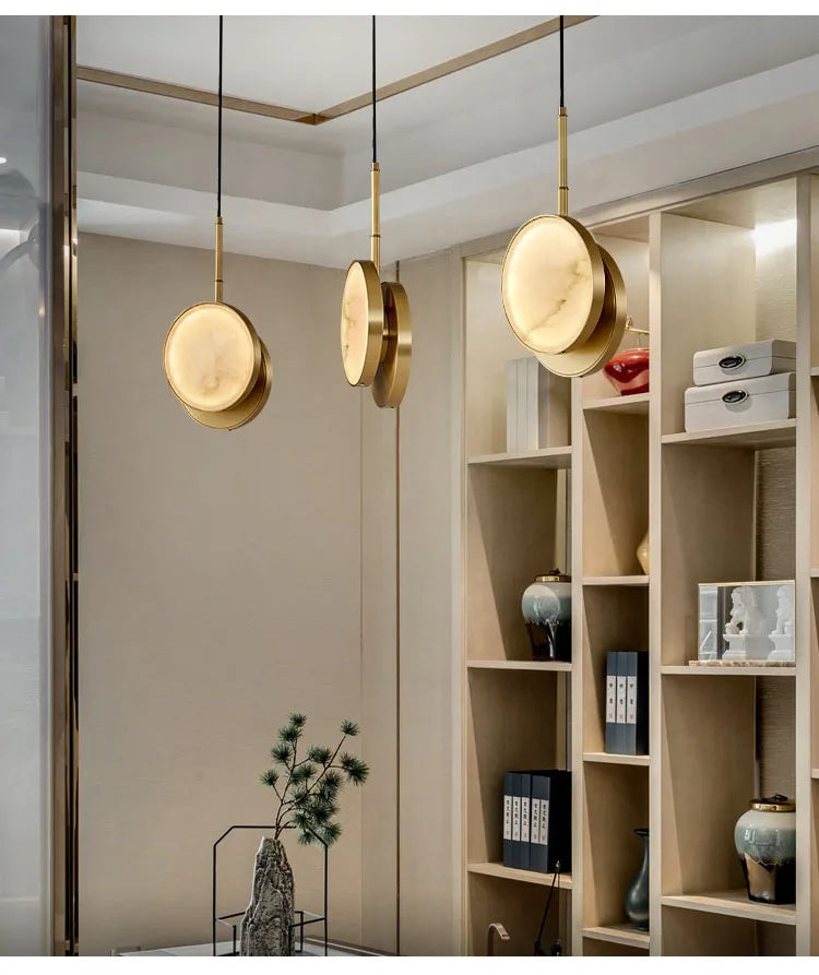 Round Marble Wall Lamp High-Grade Copper Indoor Lighting Living Room Bedroom Study Modern Minimalist Led Decor For Home