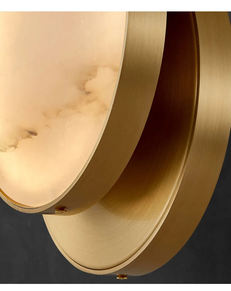 Round Marble Wall Lamp High-Grade Copper Indoor Lighting Living Room Bedroom Study Modern Minimalist Led Decor For Home