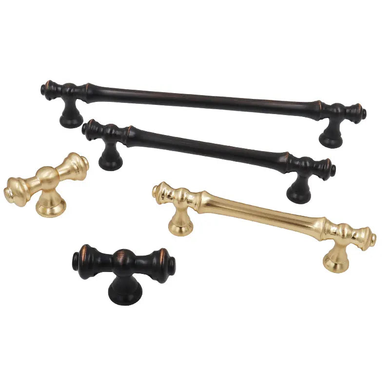 Zinc Alloy Cabinet Door Handles Gold Black Knobs Antique Drawer Pulls Vintage Kitchen Cupboard Handle Wardrobe Pull Hardware