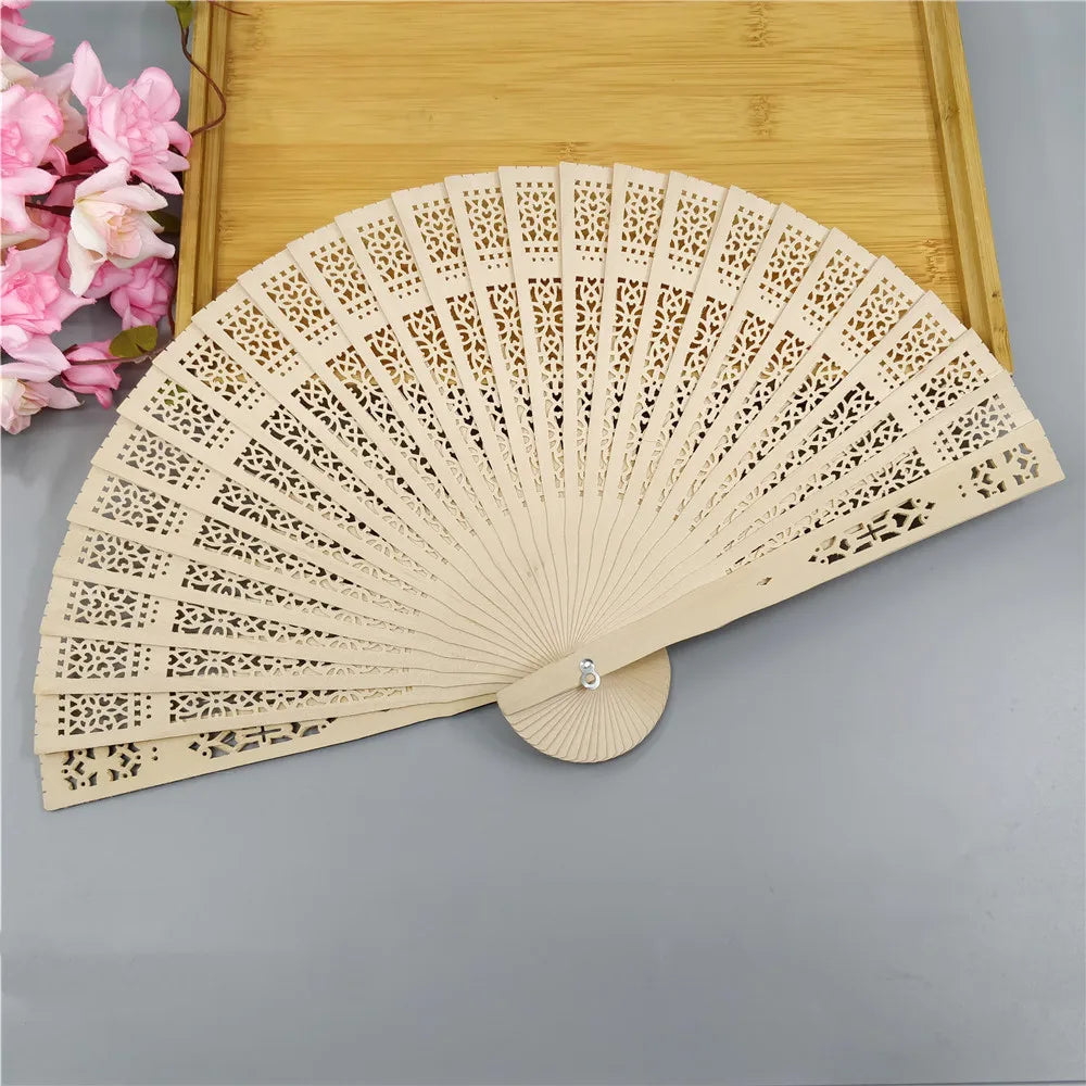Personalized Portable Wooden Fan Wedding Favors Gifts For Guest Sandalwood Hand Fan Party Decoration 20cm Wood Folding Fan