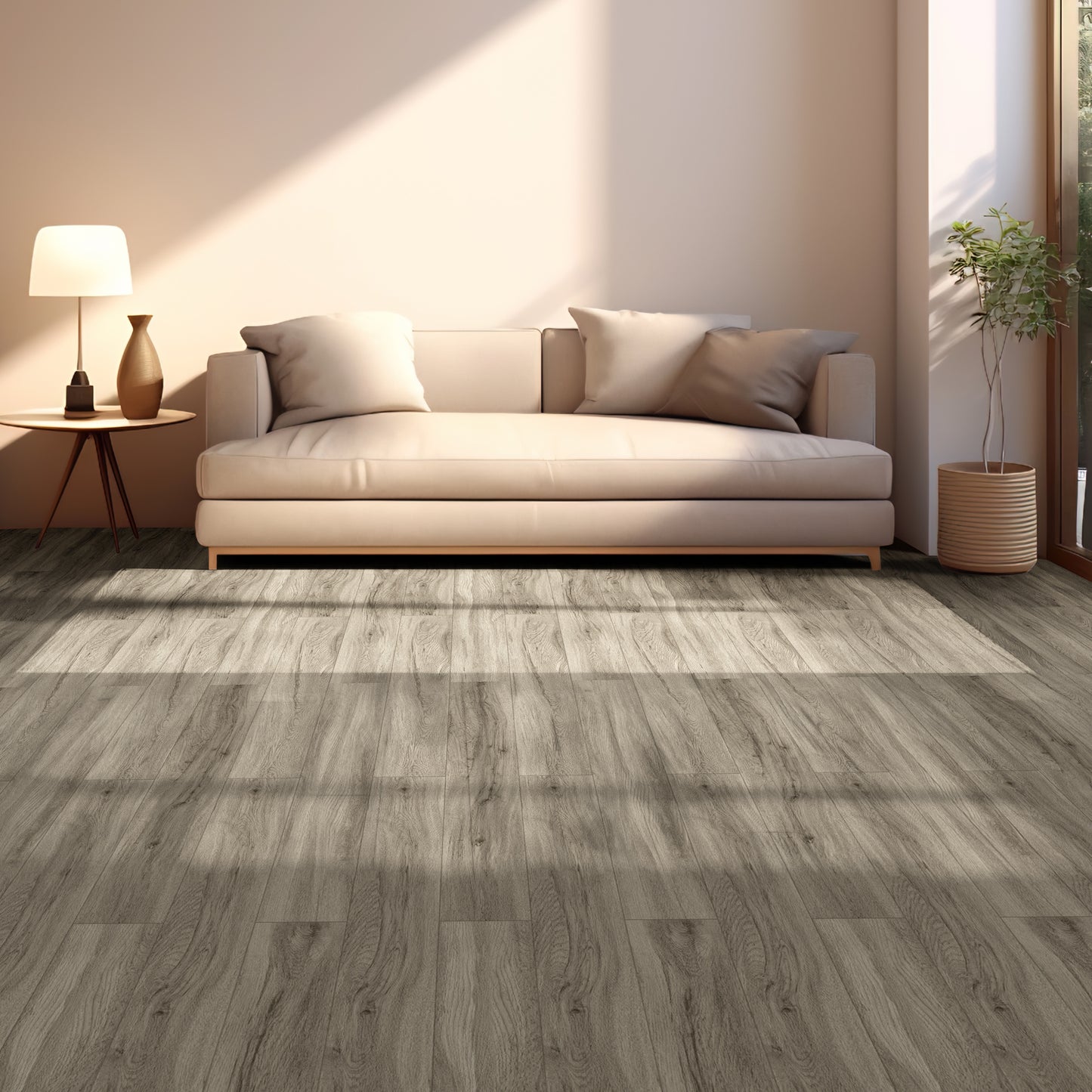 10-Pack Click-Lock Flooring Planks, 48" x 7.2" Waterproof and Wear-Resistant Composite Panels