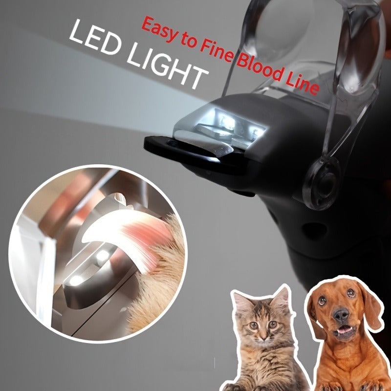 LED Lighted Pet Nail Clipper with 5x Magnification & Nail Catcher - USB-Powered, Ergonomic Design for Cats & Dogs, Safe & Precise Trimming, No Batteries Needed