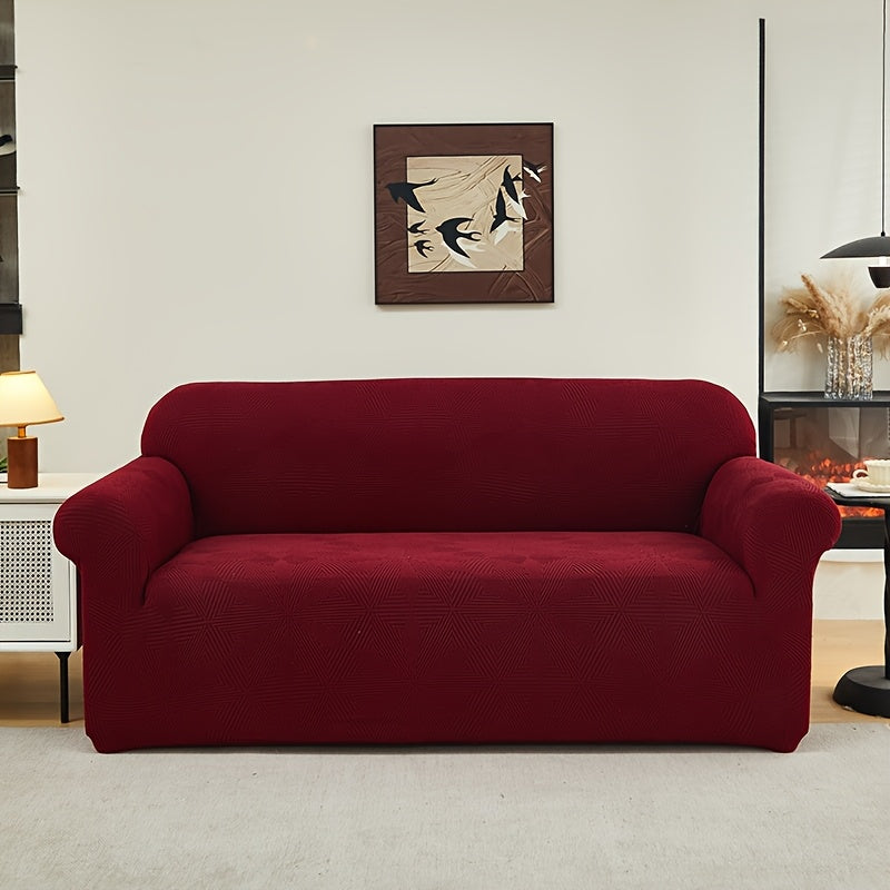 [Modern Sofa Cover] Thickened Modern Elastic 1pc Sofa Cover | Universal Four-Season Protector, 160g/m², Machine Washable, T-cushion Design, Polyester and Spandex Blend, with Elastic-band Closure