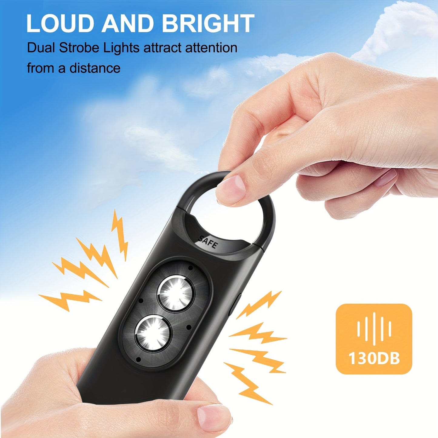 Personal Alarm 130dB Alarm Emergency with USB Rechargeable Security Personal Protection Devices for Women Elderly