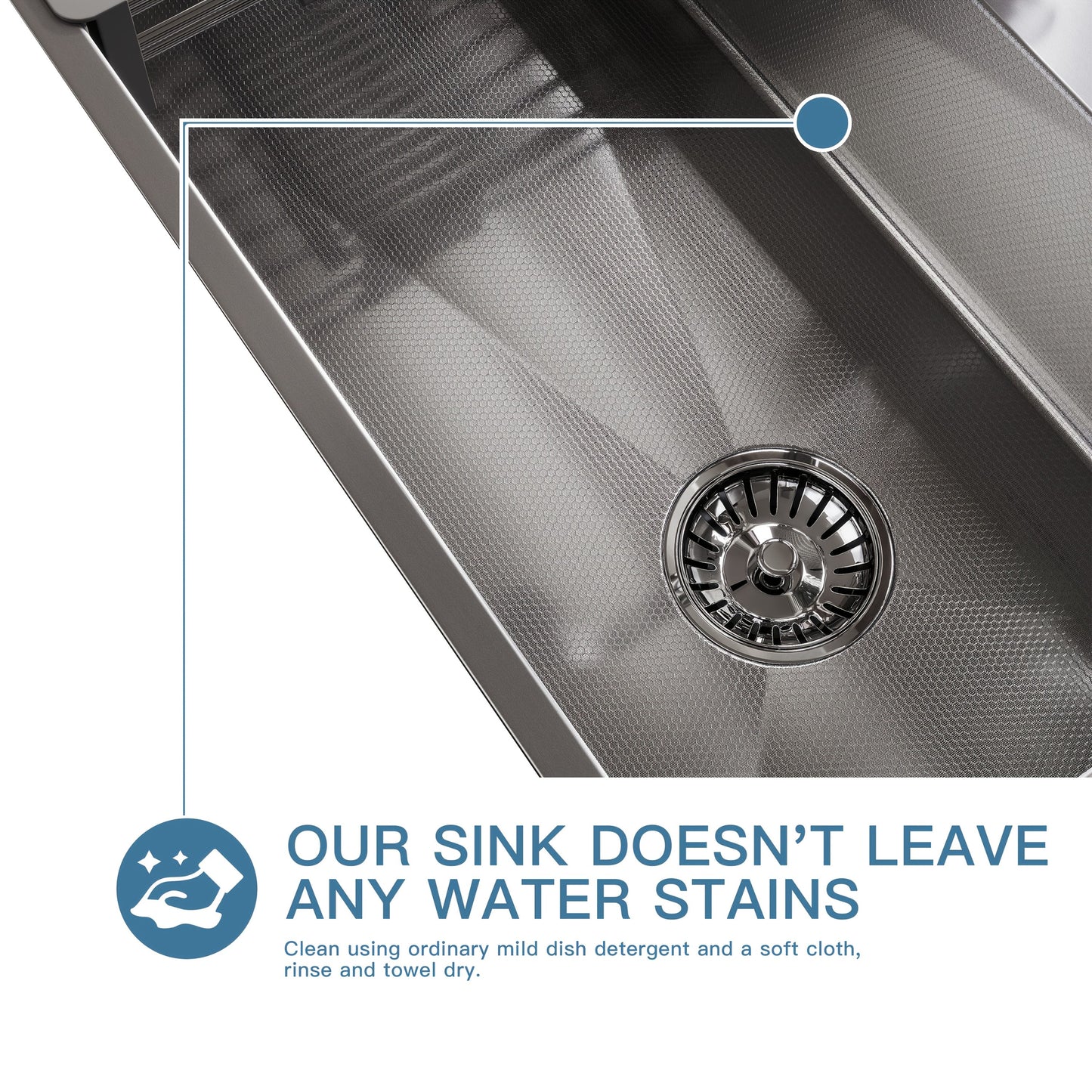 28" 30" 32" Kitchen Sink Stainless Steel Single Bowl Drop In Top Mount Imitation Honeycomb Nano Coating Single Bowl Kitchen Sink with Stainless Steel Drawable Faucet, Telescopic Basket, Soap Dispenser