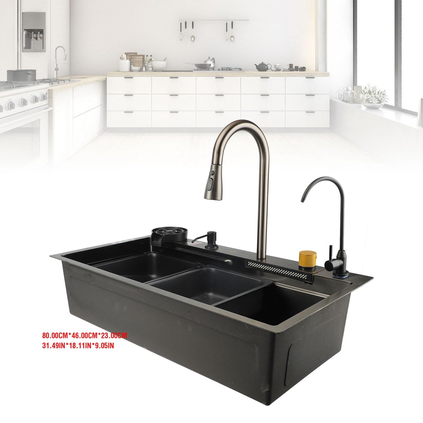 Extra Large Capacity Stainless Steel Undermount Kitchen Sink - Heavy-Duty Commercial & Residential Use, Modern Square Design with Rounded Corners, Right-Draining Design, Spacious Dish & Vegetable Washing Sink, Easy-Clean Surf