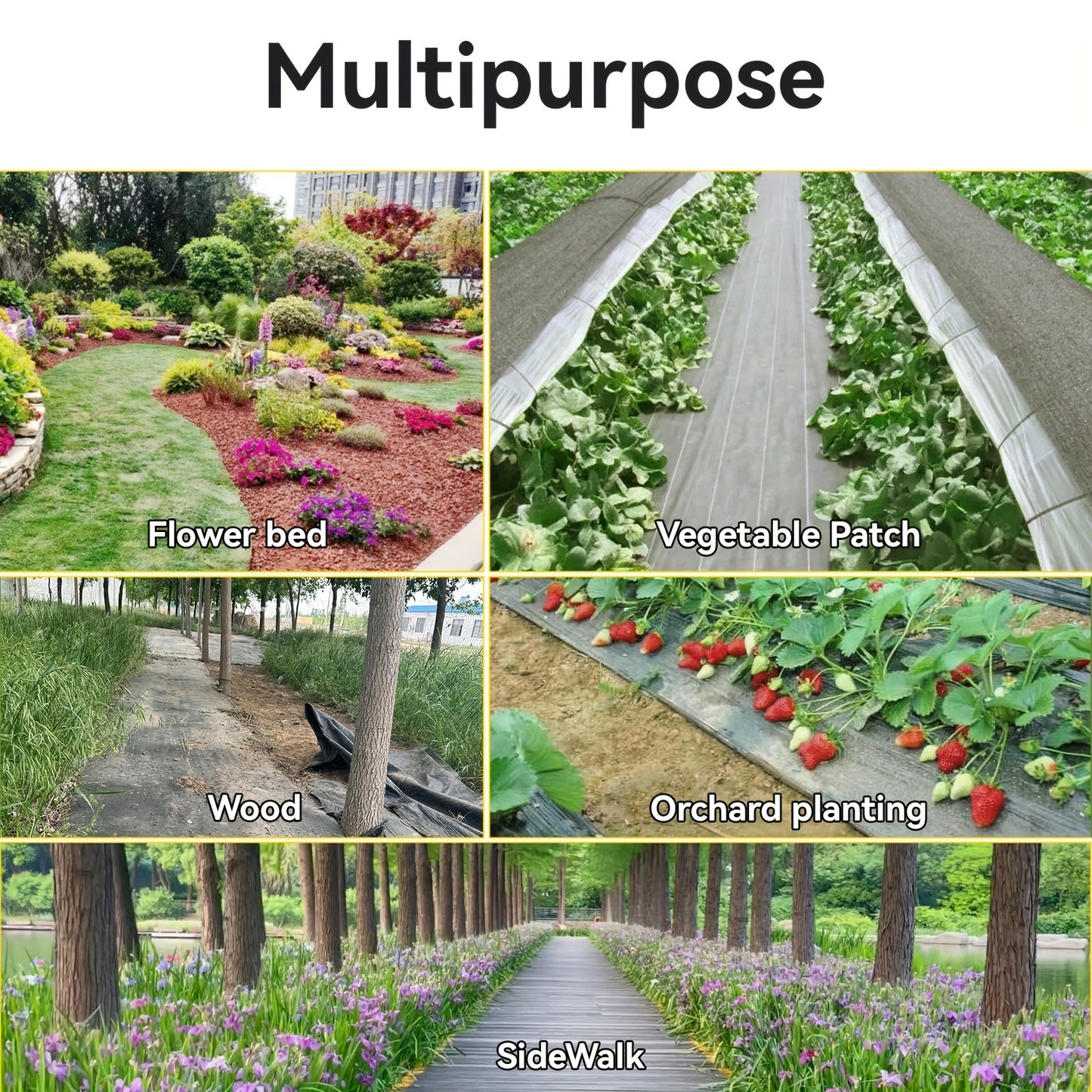 3ft/4ft/5ft X100ft Heavy-Duty Weed Barrier Landscape Fabric - 3.2oz Durable Ground Cover with Black & White Striped Pattern, French Drainage Design for Garden, Patio, Yard, Vehicle Sidewalk - Weed Control & Landscaping, Weed