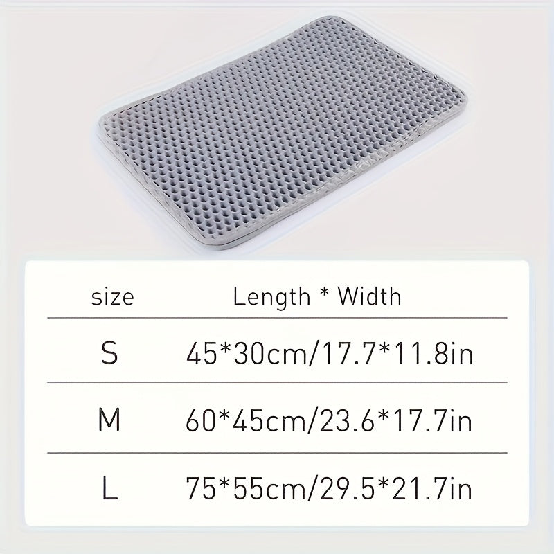 Extra Large Double-Layer Splash-Proof Cat Litter Mat - Leak-Proof, Anti-Caking & Anti-Overflow Design, Durable EVA Material, 3 Sizes Available, Easy-Clean Cat Litter Box Liner for Indoor Cats, Essential Pet Care Gift, Cat Lit