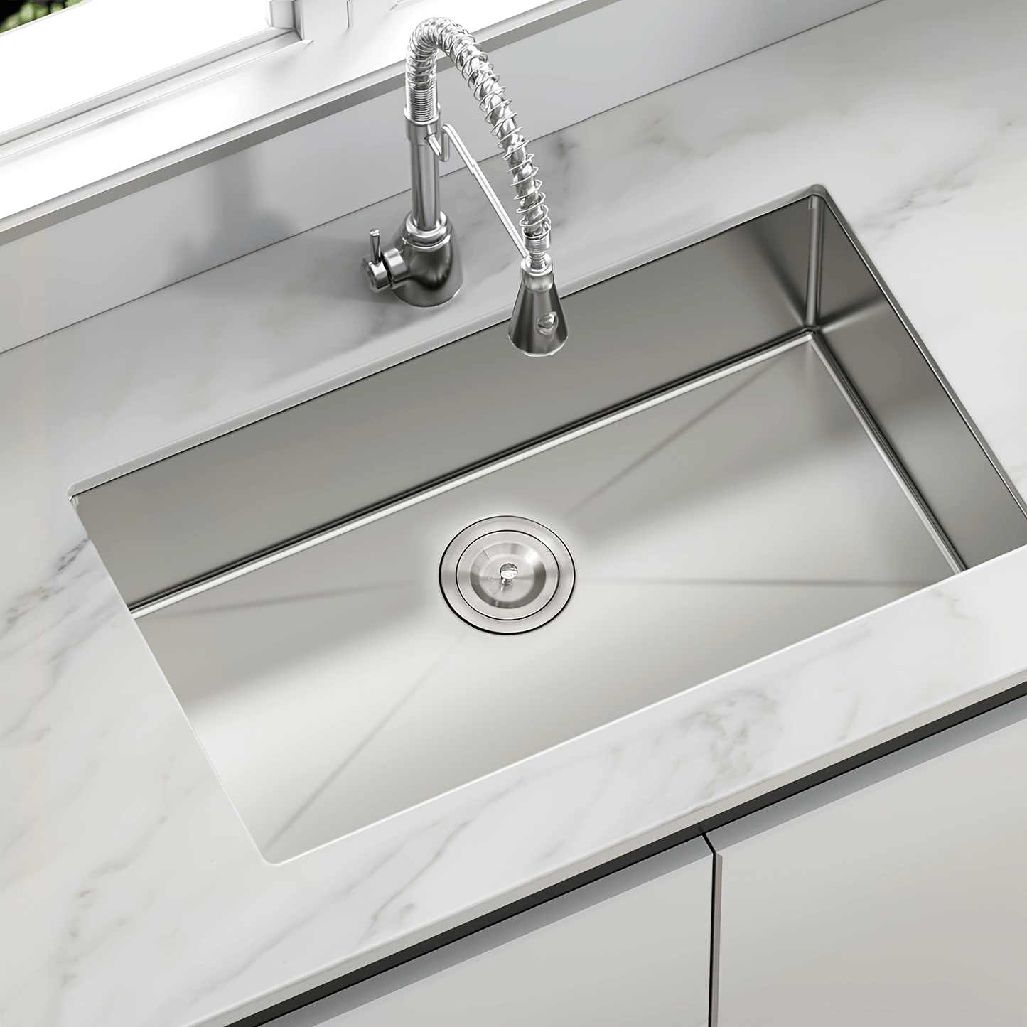 30 Inch Undermount Kitchen Sink - Delironexu 18 Gauge Stainless Steel Handmade Single Bowl Kitchen Sinks With Brushed Finish, Modern Sink, 30"x18"x9", Sink Only