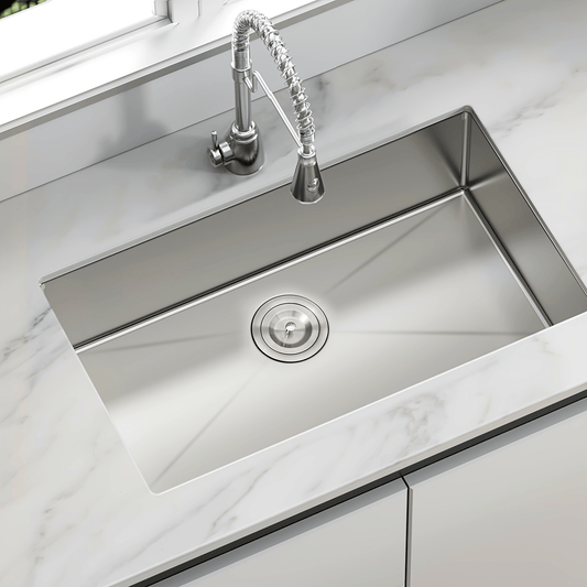 30 Inch Undermount Kitchen Sink - Delironexu 18 Gauge Stainless Steel Handmade Single Bowl Kitchen Sinks With Brushed Finish, Modern Sink, 30"x18"x9", Sink Only