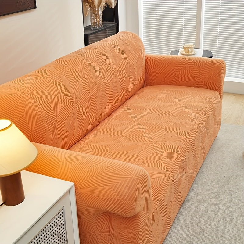 [Modern Sofa Cover] Thickened Modern Elastic 1pc Sofa Cover | Universal Four-Season Protector, 160g/m², Machine Washable, T-cushion Design, Polyester and Spandex Blend, with Elastic-band Closure
