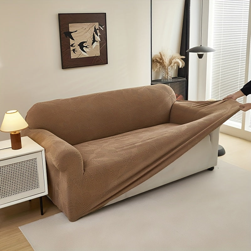 [Modern Sofa Cover] Thickened Modern Elastic 1pc Sofa Cover | Universal Four-Season Protector, 160g/m², Machine Washable, T-cushion Design, Polyester and Spandex Blend, with Elastic-band Closure