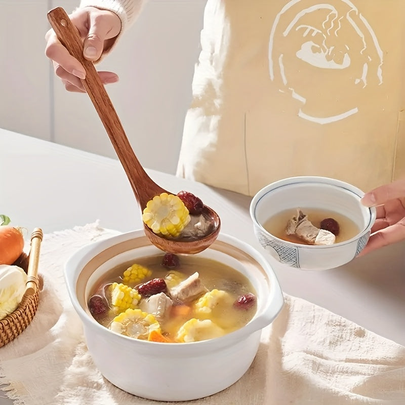 5pcs Premium Wooden Kitchen Utensils Kit -Ergonomic Handles Natural Wooden Spoons Spurtle Ladle and Wok Spatulas Heavy-Duty Wooden Utility Set for Non-Stick Pans Heat Resistant Easy to Clean and Durable Kitchen Essentials Coo