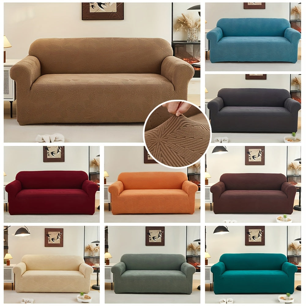 [Modern Sofa Cover] Thickened Modern Elastic 1pc Sofa Cover | Universal Four-Season Protector, 160g/m², Machine Washable, T-cushion Design, Polyester and Spandex Blend, with Elastic-band Closure