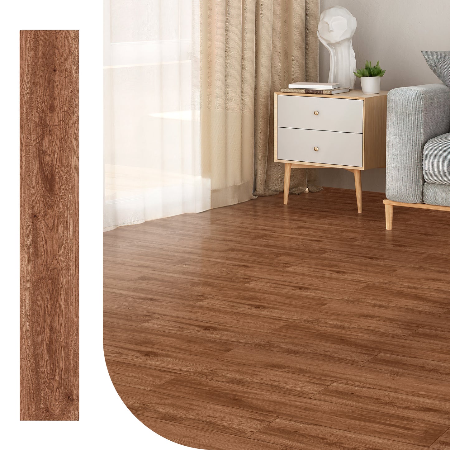 10-Pack Click-Lock Flooring Planks, 48" x 7.2" Waterproof and Wear-Resistant Composite Panels