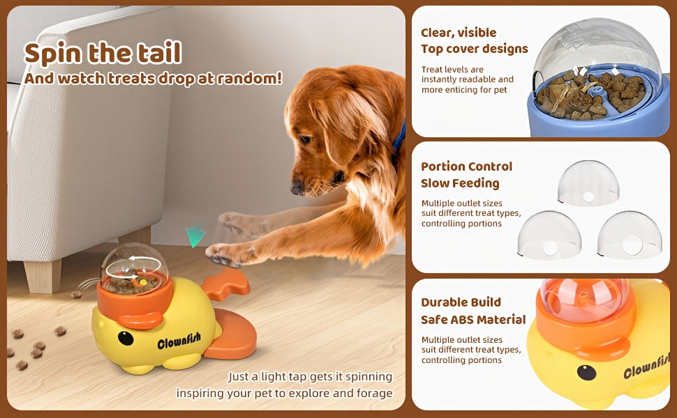 This Engaging Puzzle Toy for Dogs And Cats Dispenses Treats Slowly, Promoting Controlled Eating And Enhancing Indoor Playtime for Small to Medium-Sized Dogs And Cats. Simply Press And Twist to Release The Treats, Without Batt
