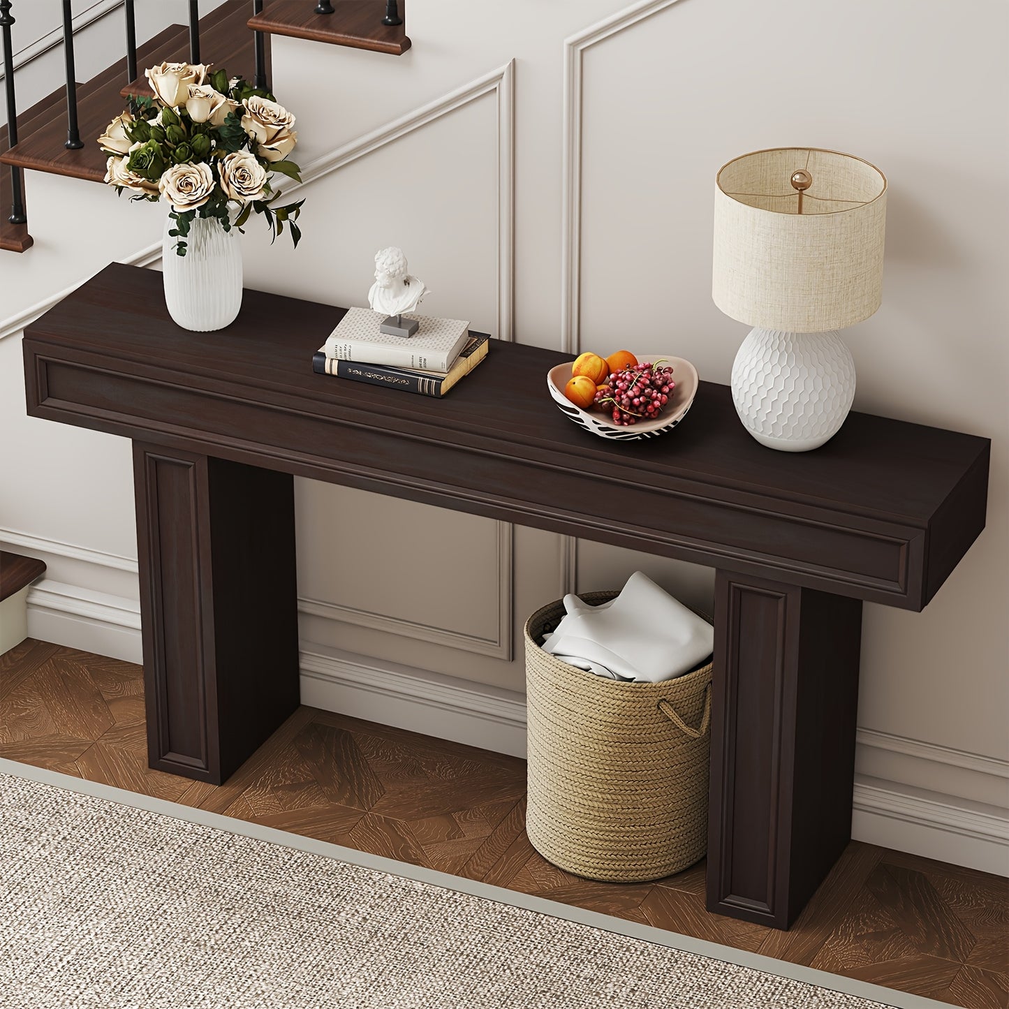 63-Inch Long Entryway Table, Modern Farmhouse Tables, Sofa Table Behind Couch, Console Table For Entryway & Living Room & Hallway