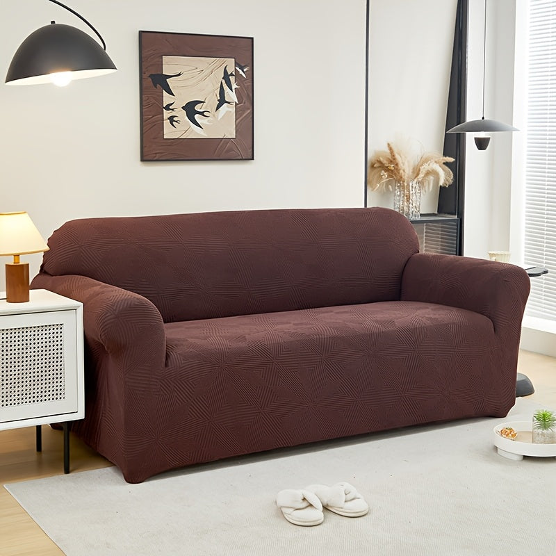 [Modern Sofa Cover] Thickened Modern Elastic 1pc Sofa Cover | Universal Four-Season Protector, 160g/m², Machine Washable, T-cushion Design, Polyester and Spandex Blend, with Elastic-band Closure