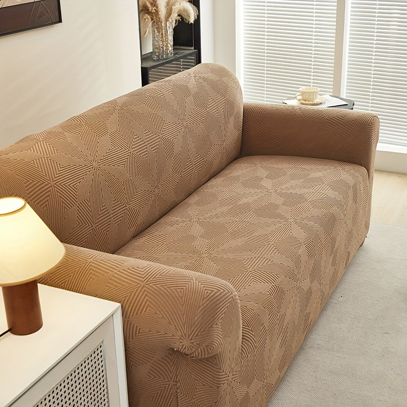 [Modern Sofa Cover] Thickened Modern Elastic 1pc Sofa Cover | Universal Four-Season Protector, 160g/m², Machine Washable, T-cushion Design, Polyester and Spandex Blend, with Elastic-band Closure