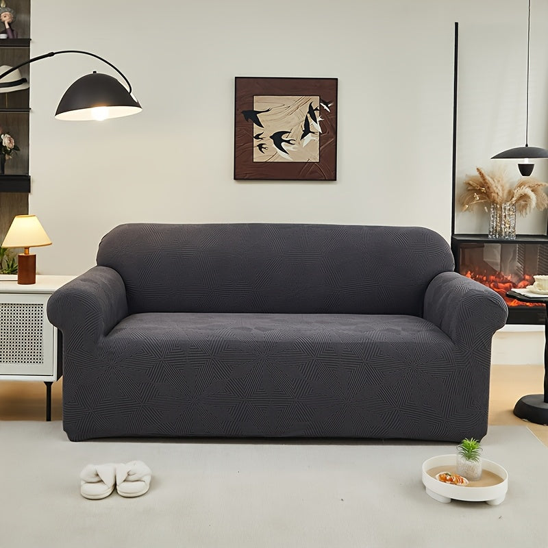 [Modern Sofa Cover] Thickened Modern Elastic 1pc Sofa Cover | Universal Four-Season Protector, 160g/m², Machine Washable, T-cushion Design, Polyester and Spandex Blend, with Elastic-band Closure