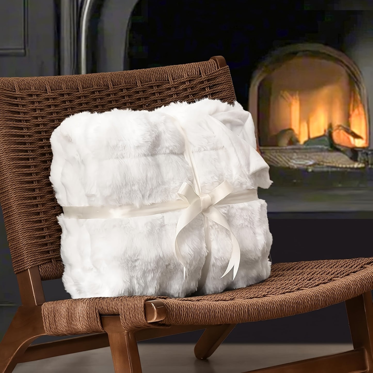 40"x60" Beige Faux Rabbit Fur Blanket - Plush Thick Bubble Texture All-Season Soft Cozy Bedspread, Beige-Tone Beige Furry Couch Cover for Bed, Sofa & - Luxury Bedding Accessory (No Pattern)