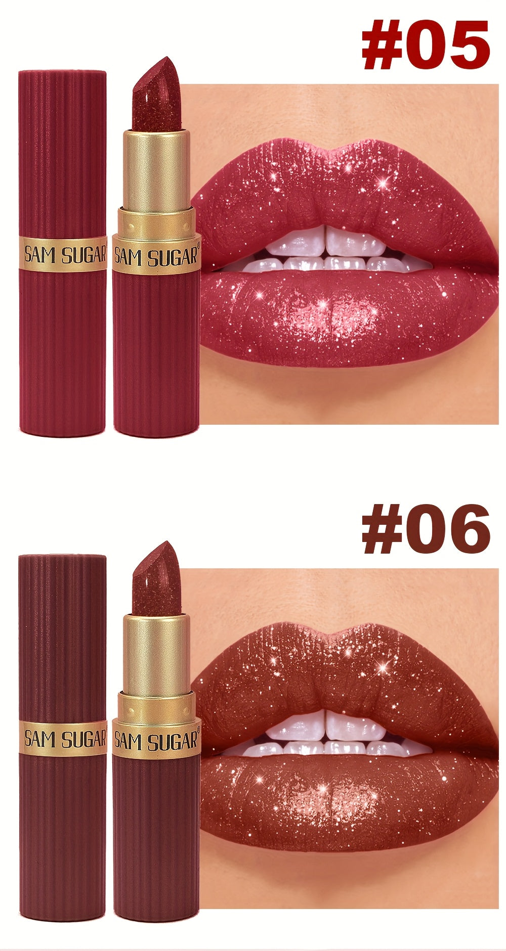 [Long-Lasting Lipstick] Waterproof, Long-Lasting 1pc of Coral Pearlescent Lipstick | Non-Sticky Formula, Easy to Apply for All Skin Types, Shimmer Lip Gloss