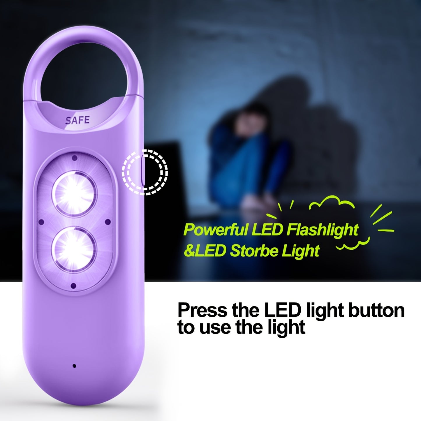 Personal Alarm 130dB Alarm Emergency with USB Rechargeable Security Personal Protection Devices for Women Elderly