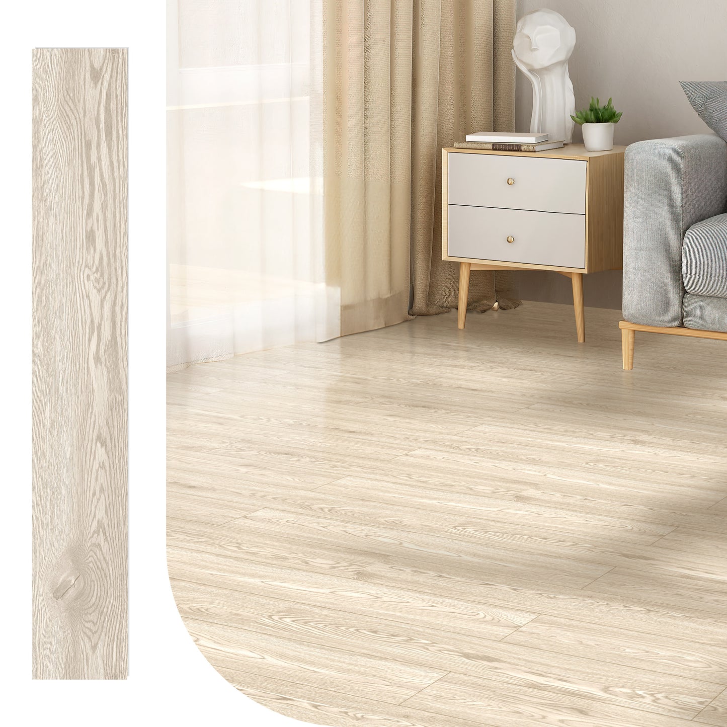 10-Pack Click-Lock Flooring Planks, 48" x 7.2" Waterproof and Wear-Resistant Composite Panels