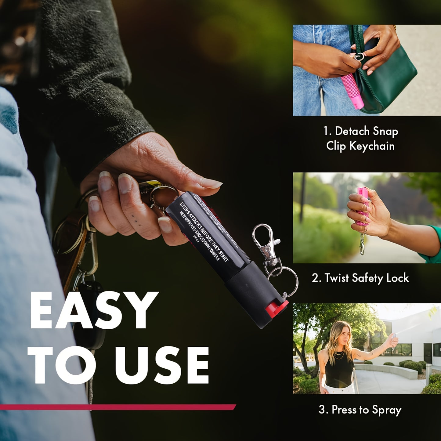 Pepper Spray with Quick-Release & Ergonomic Finger Grip - 0.54fl.oz Compact & Powerful Formula, Durable Plastic Design for, Security, Jogging