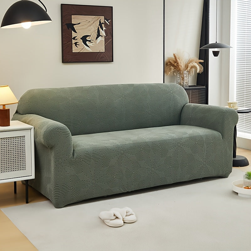 [Modern Sofa Cover] Thickened Modern Elastic 1pc Sofa Cover | Universal Four-Season Protector, 160g/m², Machine Washable, T-cushion Design, Polyester and Spandex Blend, with Elastic-band Closure