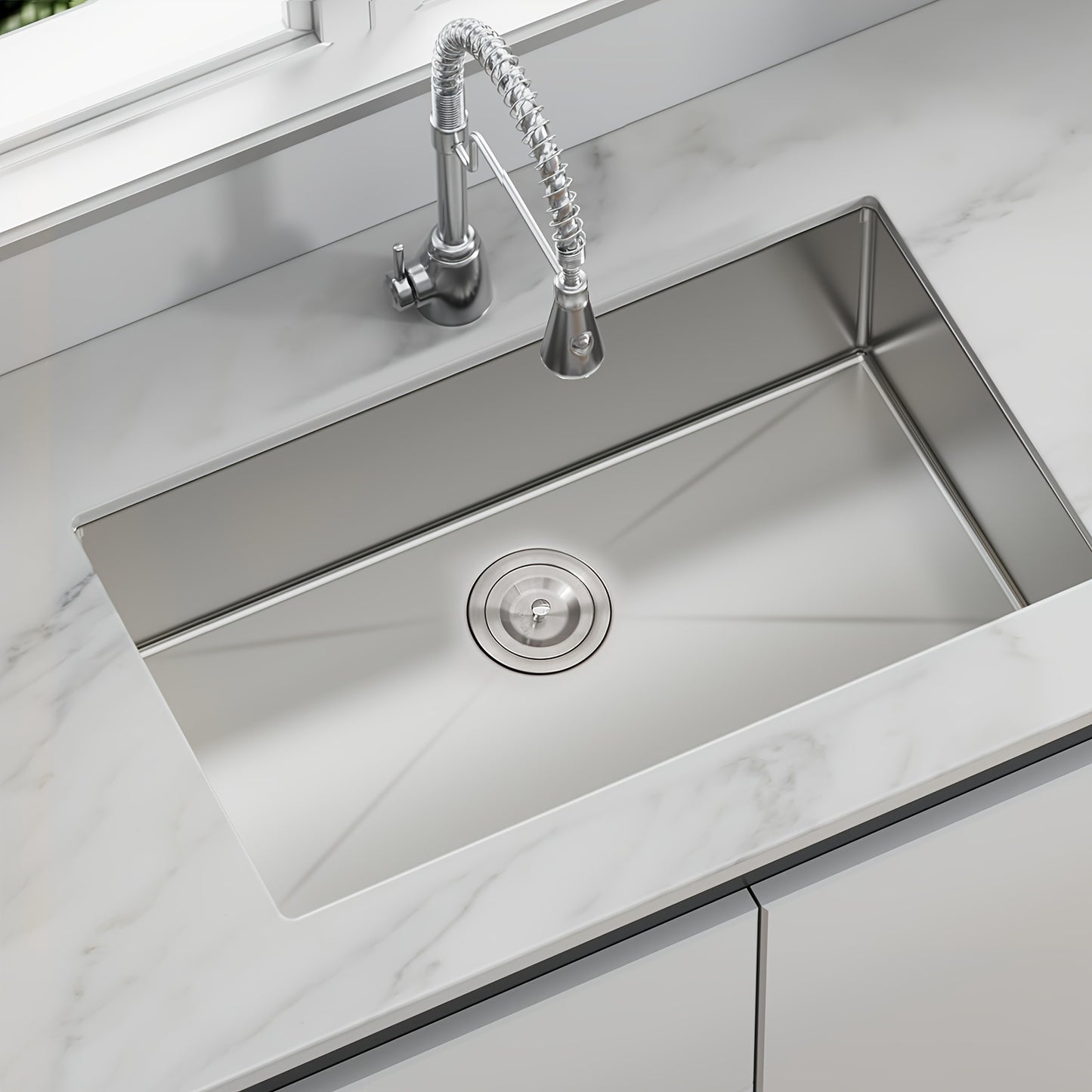 30 Inch Undermount Kitchen Sink - Delironexu 18 Gauge Stainless Steel Handmade Single Bowl Kitchen Sinks With Brushed Finish, Modern Sink, 30"x18"x9", Sink Only