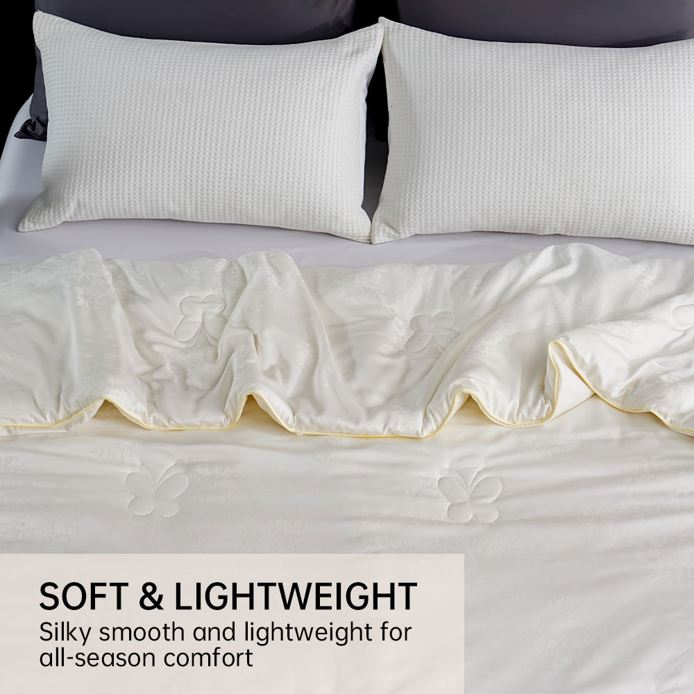 1pc Queen Size Luxury Mulberry Silk Comforter - All Season Lightweight Duvet Insert, Ultra Soft And Breathable Quilt, Ideal for Year-Round Use On Any Bed Temperature Regulating for All Season Comfort