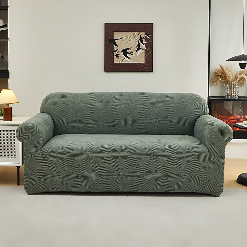 [Modern Sofa Cover] Thickened Modern Elastic 1pc Sofa Cover | Universal Four-Season Protector, 160g/m², Machine Washable, T-cushion Design, Polyester and Spandex Blend, with Elastic-band Closure
