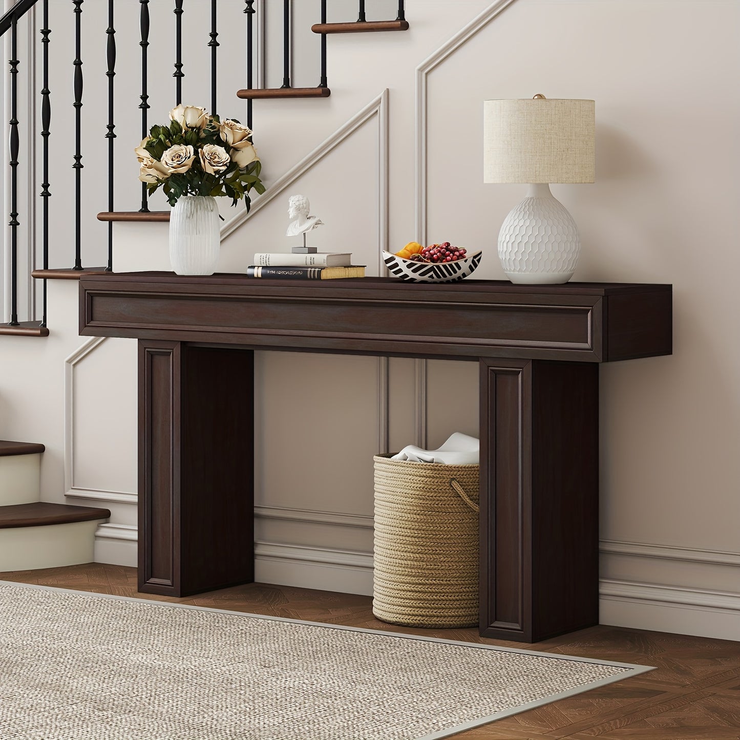 63-Inch Long Entryway Table, Modern Farmhouse Tables, Sofa Table Behind Couch, Console Table For Entryway & Living Room & Hallway