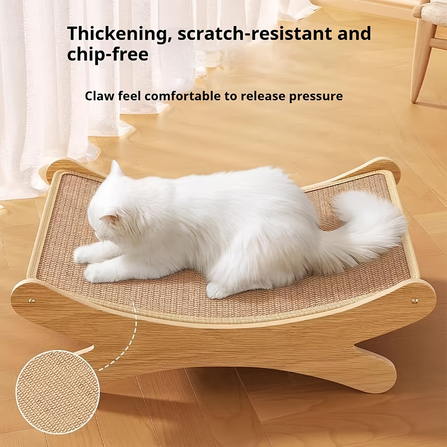 Sisal Rope Cat Scratcher Lounge with Integrated Play Mat - Durable Scratch-Resistant Sofa Design for Cat Claws, Multi-Functional Sleeping & Grinding Claw Two-in-One