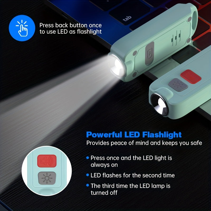 Emergency Safety Alarm Keychain with 130Db Sound, IP66 Rating, And USB Charging - Designed for Women And Seniors - Features a Bright Flashing LED Light