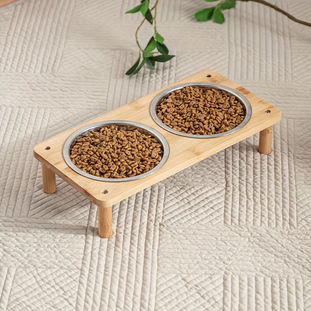 Cat High-Table Bowl, Cat Food Bowl, Cat Food Tray, Cat Food Bowl, Cat Water Bowl, Puppy Bowl, Puppy Food Tray, Puppy Water Bowl, Pet Feeding and Watering Bowl, Two Bowls, Three Bowls Design, Stainless Steel Material, Heighten