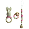 Teether Rattle With Bells Wooden Rings