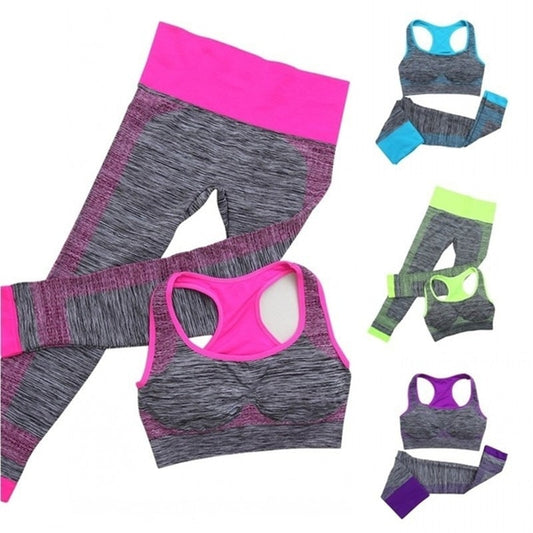 2Pcs Women&#39;s Yoga Set Workout Sportswear Crop Tops + Yoga Legging
