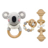 Teether Rattle With Bells Wooden Rings