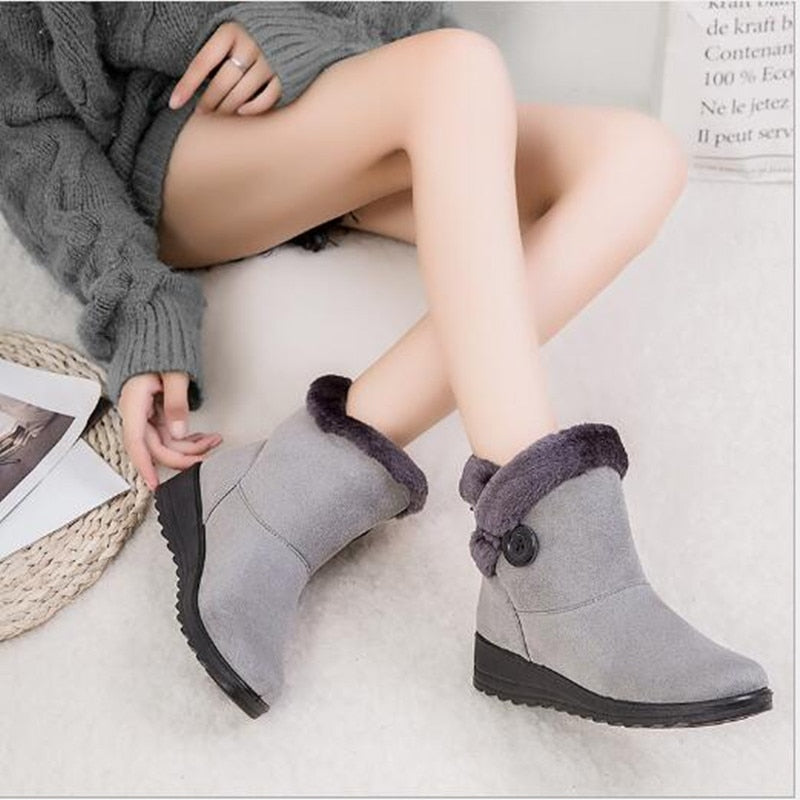 New Fur One Large Size Female Snow Boots Short Tube Ladies Short Boots plus Cotton Boots Winter Warm Women's Boots