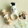 Teether Rattle With Bells Wooden Rings