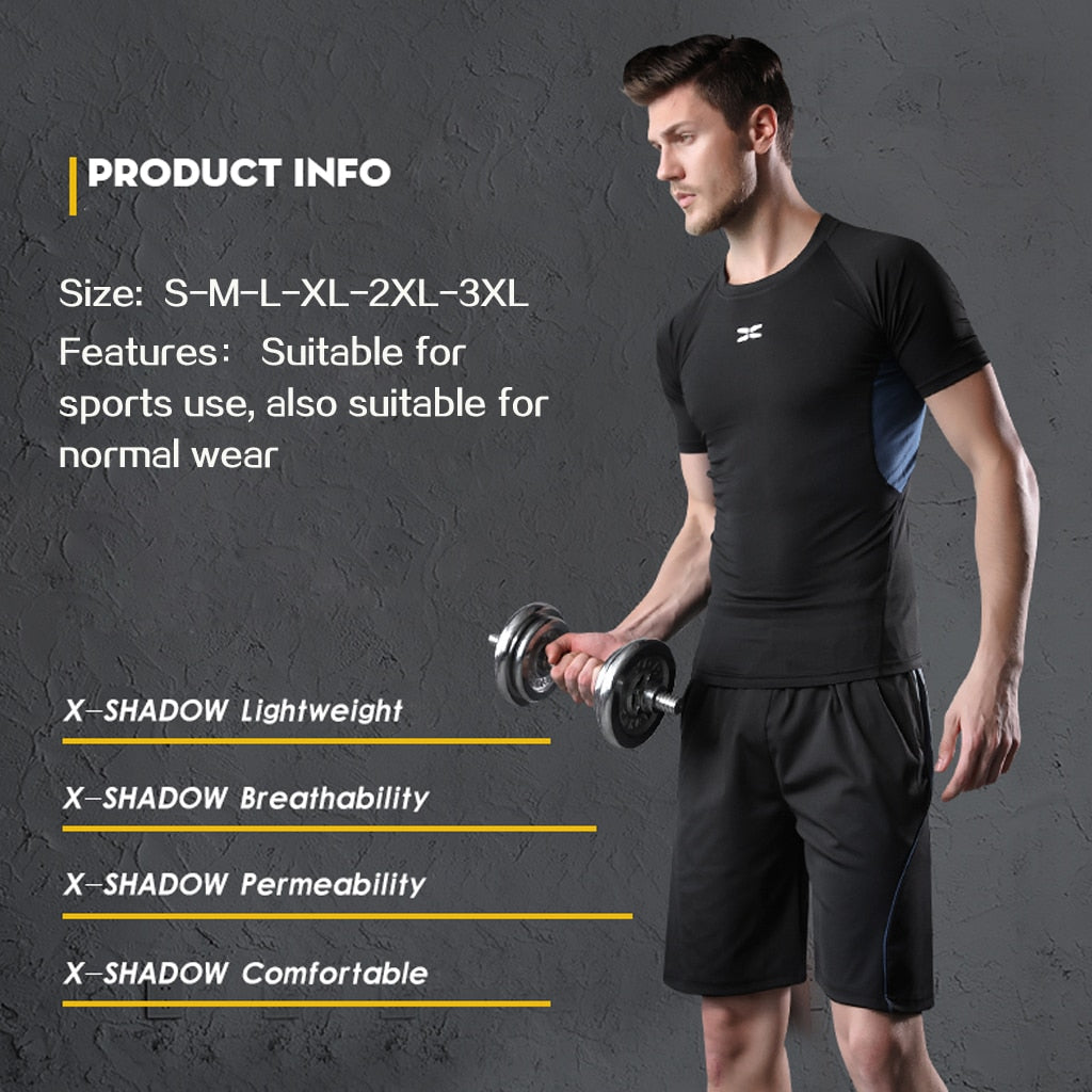 5 Pcs/Set Men&#39;s Tracksuit Gym Fitness Compression Sports Suit