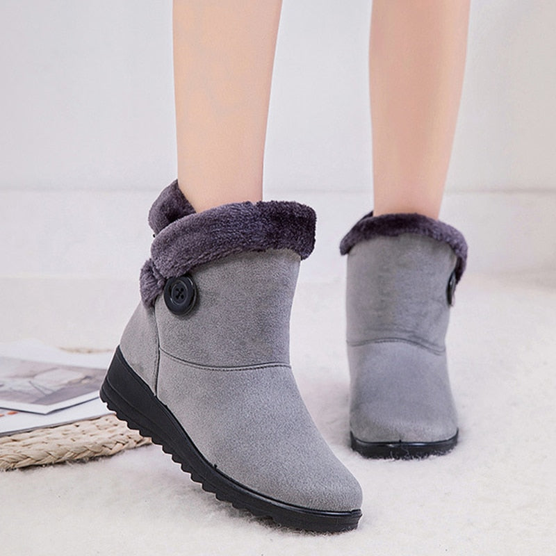 New Fur One Large Size Female Snow Boots Short Tube Ladies Short Boots plus Cotton Boots Winter Warm Women's Boots